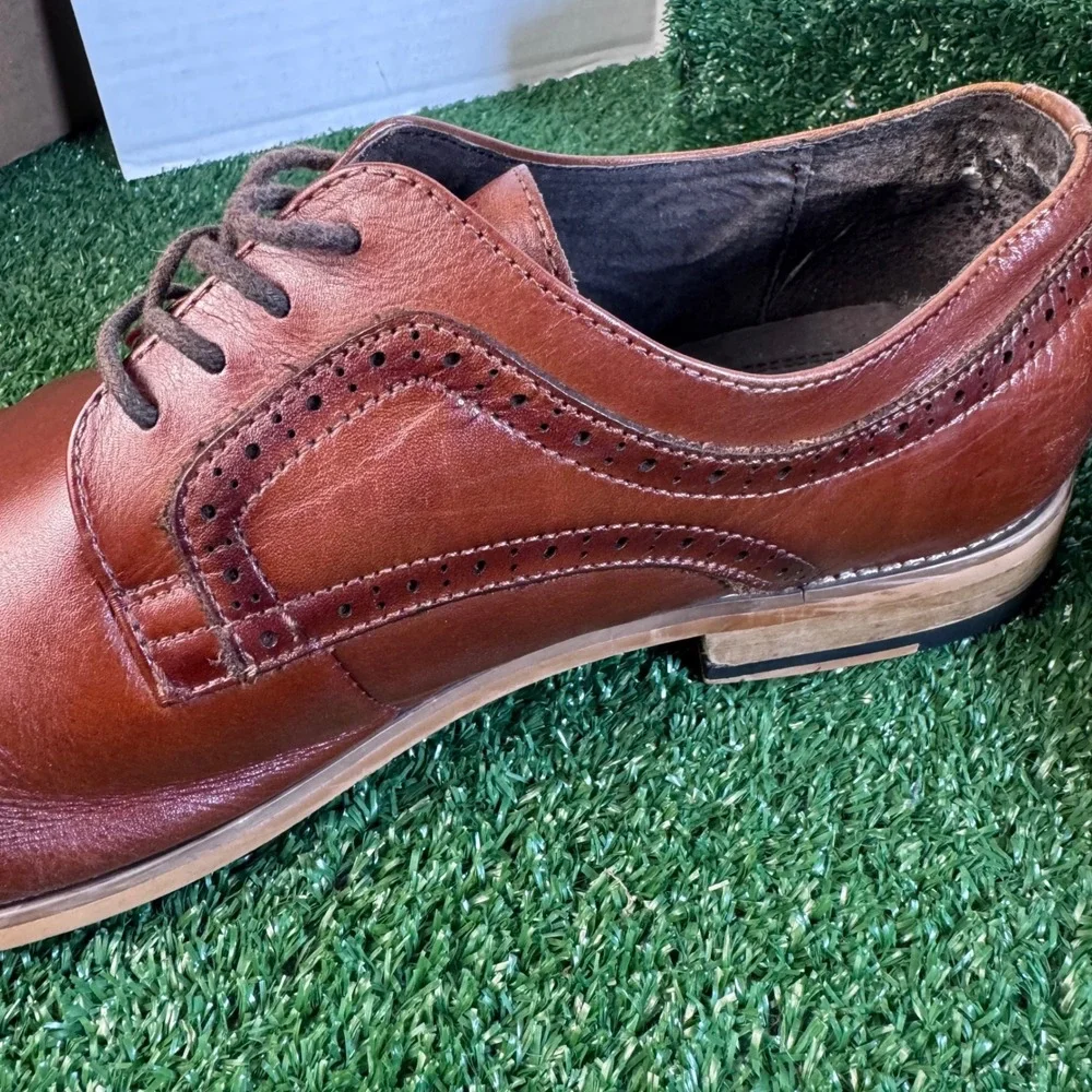Stacy Adams Mens Brown Leather Cap Toe Brogue Derby Dress Shoes Size 13M
